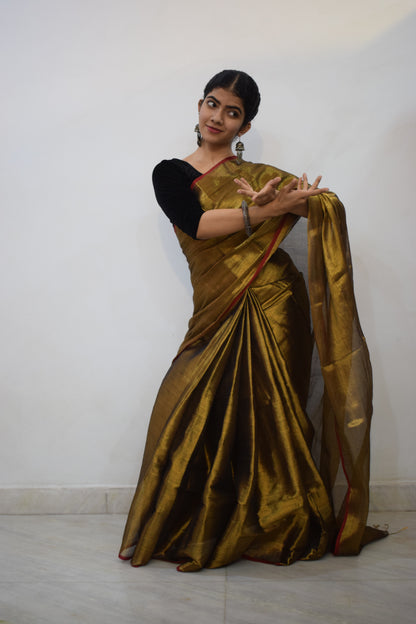 Anaghā - Gold Mul-Zari Tissue Saree