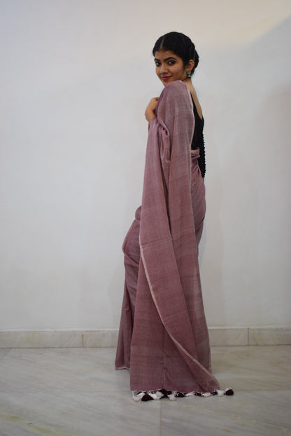 Shāshwati- Onion Pink Mulmul Saree