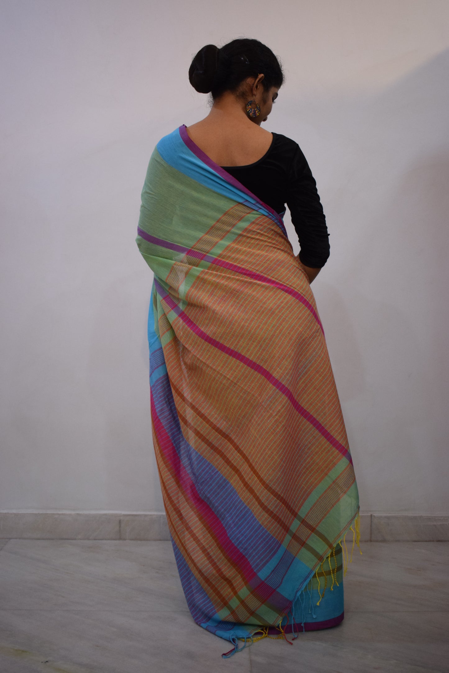 Sagarikā- Blue & Green Cotton Saree