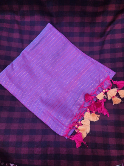 Niranjana- Lavender Mulmul-Zari Stripes Saree