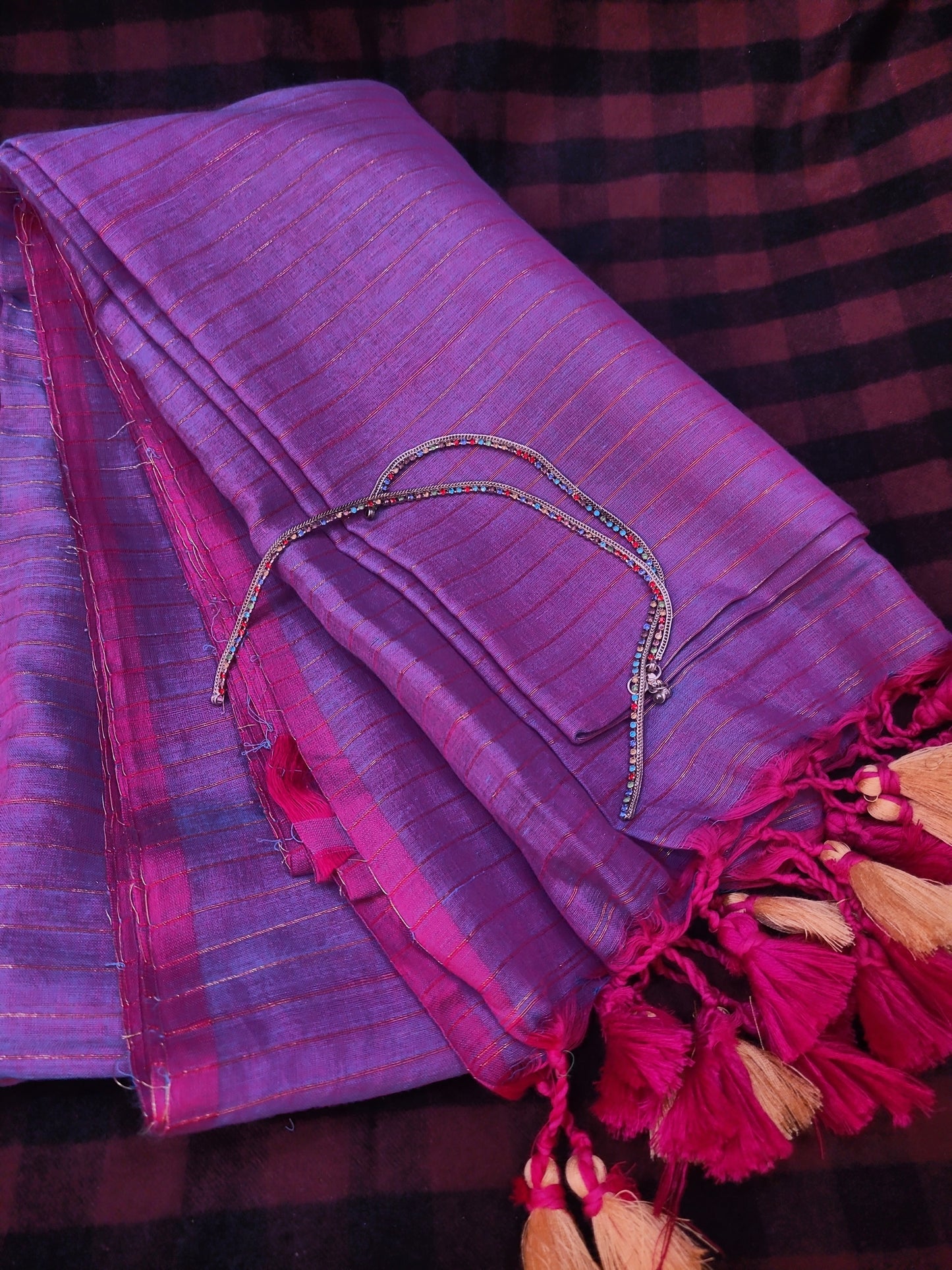 Niranjana- Lavender Mulmul-Zari Stripes Saree