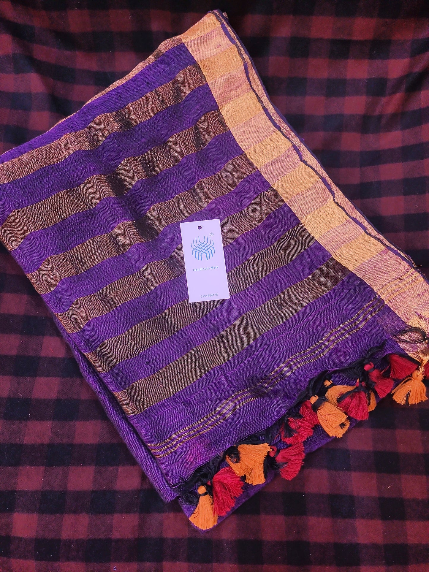 Rātrika - Purple Linen Zari Saree