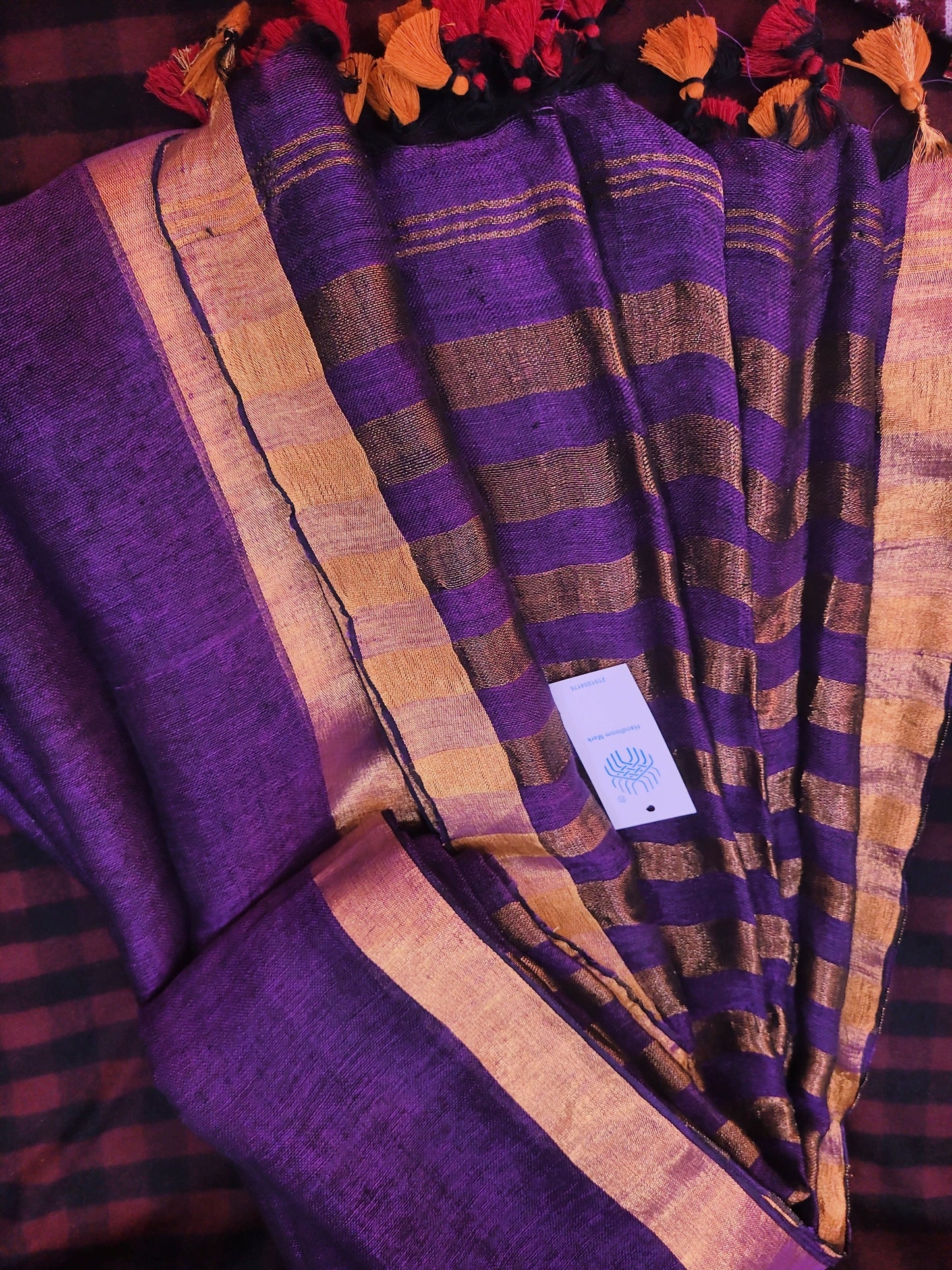 Rātrika - Purple Linen Zari Saree