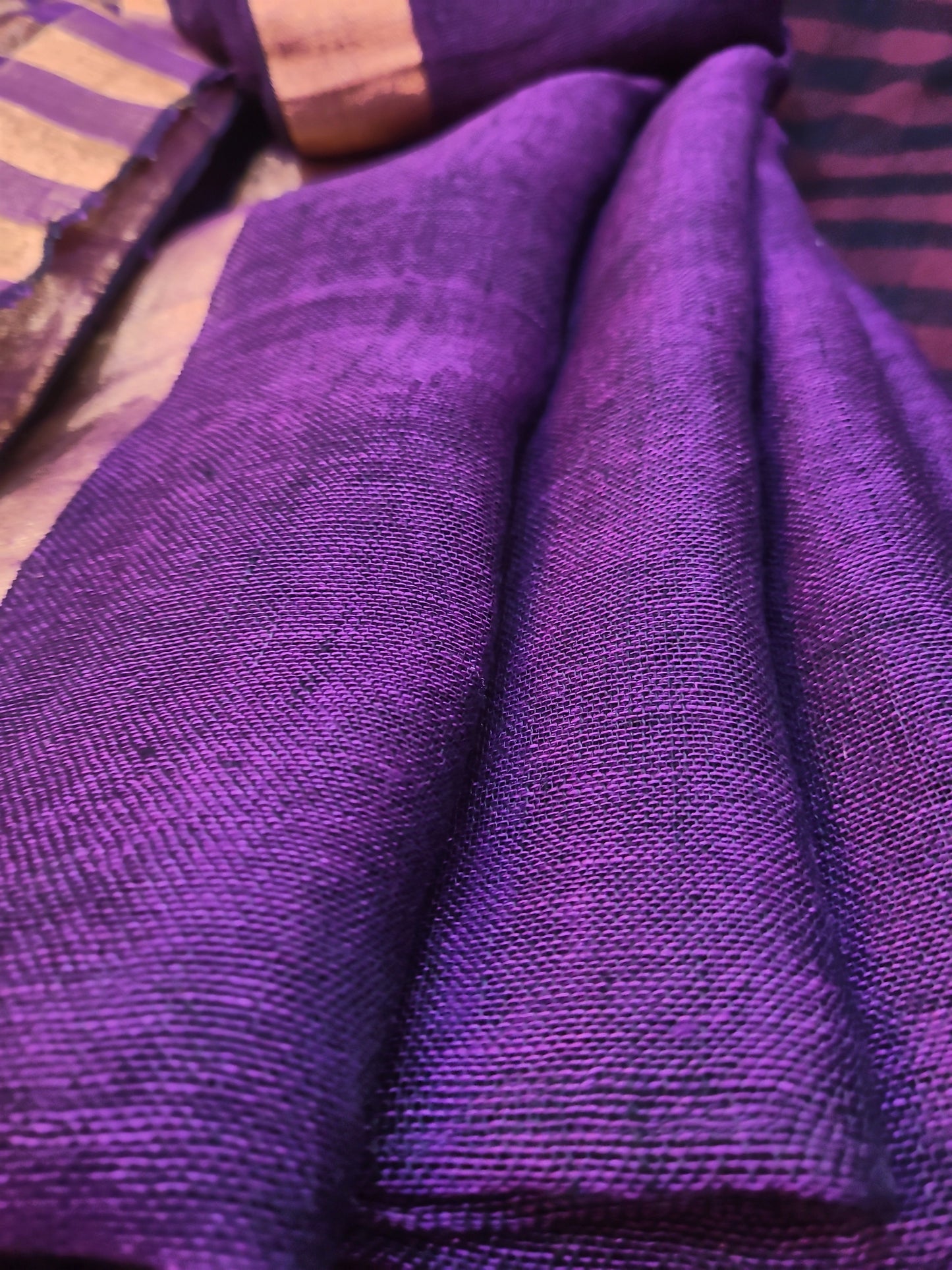 Rātrika - Purple Linen Zari Saree