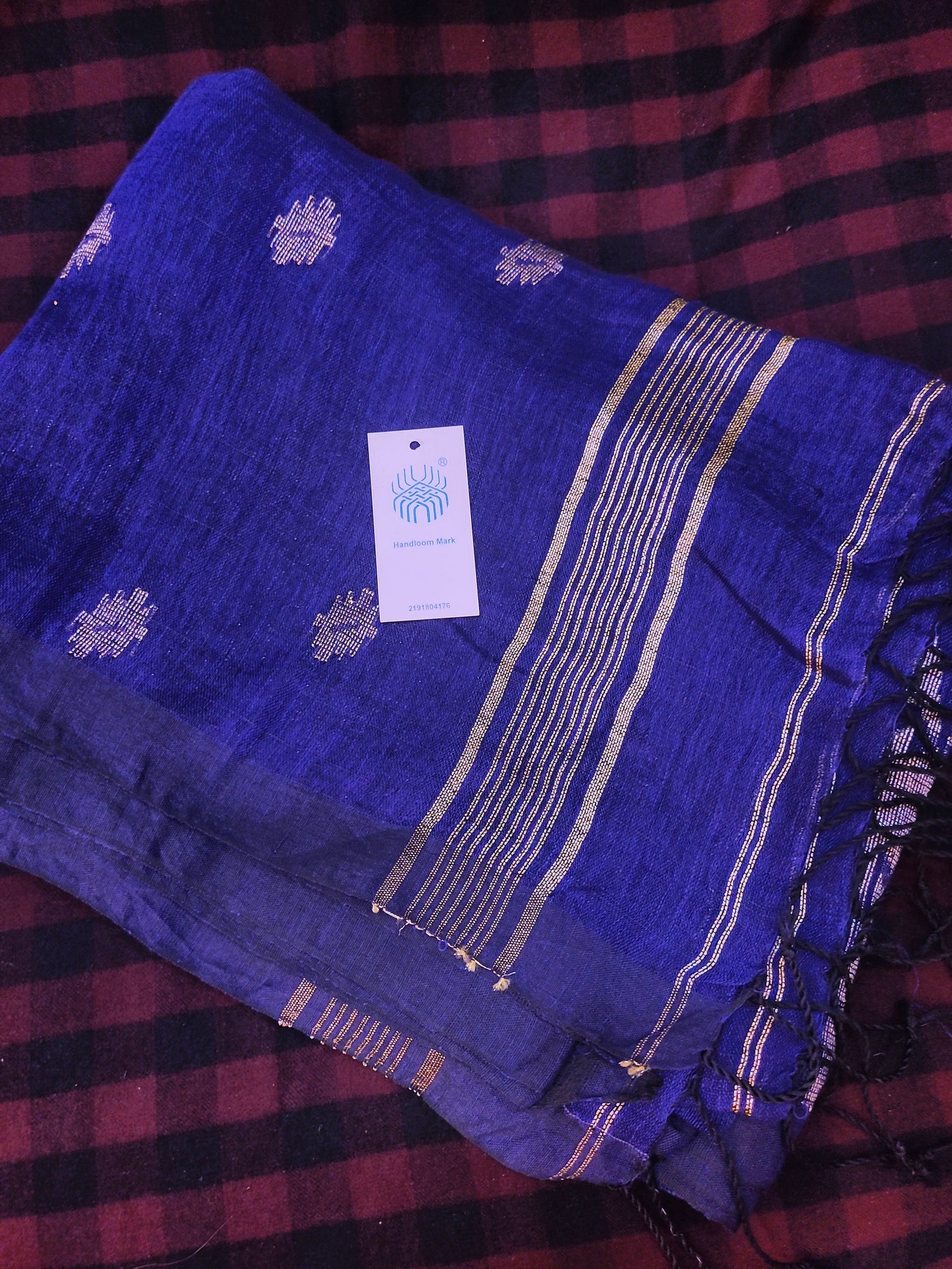 Chāndni- Blue Linen Jamdani Saree