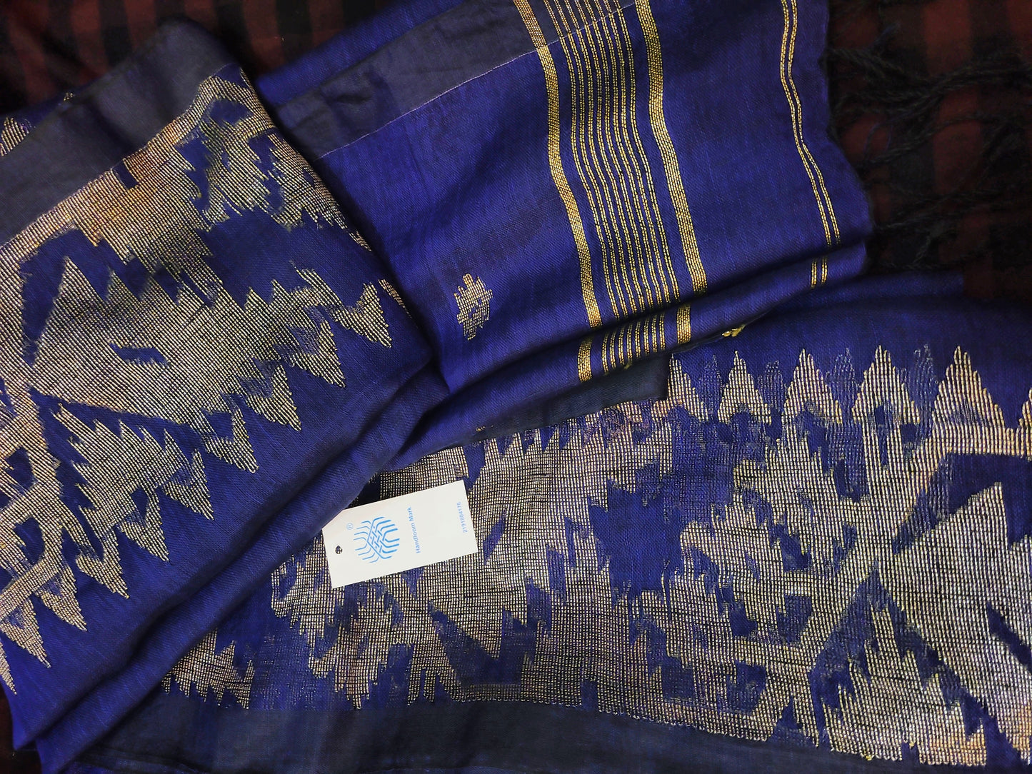 Chāndni- Blue Linen Jamdani Saree